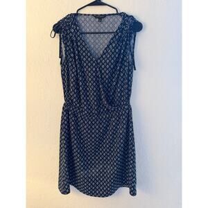Banana Republic Navy Geometric Print Sleeveless Wrap Style Dress XS